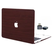 MacBook Pro 13 Kilif Wood Grain Ahsap Dokulu Sert Hard Case USB C Donusturucu Dahil thumbnail 2