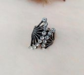 Otantik Tasarım Kadın Yüzük Taşlı Gri Renk Yüzük Ayarlanabilir Ölçü - 1