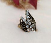 Kadın Yüzük  Otantik Tasarım Swaroski Taşlı Gold Renk Yüzük Ayarlanabilir Ölçü thumbnail 1