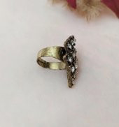 Kadın Yüzük  Otantik Tasarım Swaroski Taşlı Gold Renk Yüzük Ayarlanabilir Ölçü - 2