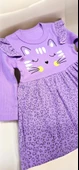 Kedi Desenli Kız Bebek Elbise - 1