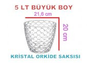 Büyük Boy Tabaklı Kristal Şeffaf Orkide Saksısı 5 LT - 1
