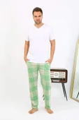 Akbeniz Erkek Ekoseli Desen Penye Tek Alt Pijama 27540 Yeşil - 9