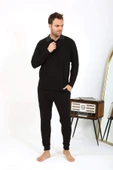 Akbeniz Erkek Polo Yaka Uzun Kol Penye Pijama Takımı Siyah 6864 - 10