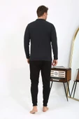 Akbeniz Erkek Polo Yaka Uzun Kol Penye Pijama Takımı Antrasit 6865 - 11