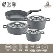 Amboss 7 Parça Copper Döküm Tencere Seti (Gri) - 2
