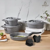 Amboss 7 Parça Copper Döküm Tencere Seti (Gri) - 1