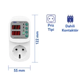 Tomzn Ayarlanabilir Voltaj ve Akım Korumalı Priz - 16A - Yüksek Gerilim Koruma - Elektrik Bekçisi thumbnail 2
