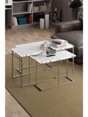 ORTA SEHPA VE ZİGON SEHPA SOLO SET GÜMÜŞ BEYAZ thumbnail 1