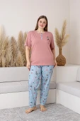 Nisanca %100 Pamuk  Büyük Beden Kısa Kol Kadın Pijama Takımı - 5