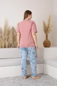 Nisanca %100 Pamuk  Büyük Beden Kısa Kol Kadın Pijama Takımı - 7