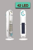Şarjlı Solar 42 LED’li El Feneri – Askı Aparatlı, Taşınabilir ve Masaüstü Kullanıma Uygun - 1