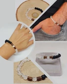 Kristal Kuvars & Oniks Taşı 8mm Unisex Tasarım Bileklik Hawaii Model (8956) thumbnail 1