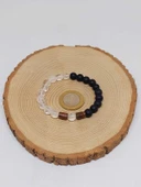 Kristal Kuvars & Oniks Taşı 8mm Unisex Tasarım Bileklik Hawaii Model (8956) thumbnail 5