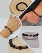 Turmalin & Oniks Taşı 8mm Unisex Tasarım Bileklik Hawaii Model (2913) thumbnail 1