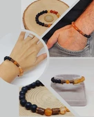 Bal Akik & Oniks Taşı 8mm Unisex Tasarım Bileklik Hawaii Model (24015) - 1