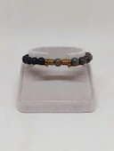 Kan Taşı & Oniks Taşı 8mm Unisex Tasarım Bileklik Hawaii Model (2929) thumbnail 2