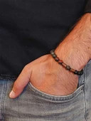 Kan Taşı & Oniks Taşı 8mm Unisex Tasarım Bileklik Hawaii Model (2929) thumbnail 3