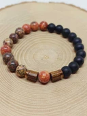 Manzaralı Jasper & Oniks Taşı 8mm Unisex Tasarım Bileklik Hawaii Model (53086) thumbnail 6