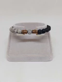 Gri Jasper & Oniks Taşı 8mm Unisex Tasarım Bileklik Hawaii Model (9808) thumbnail 2