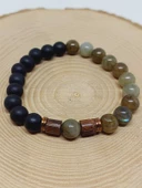 Labradorit & Oniks Taşı 8mm Unisex Tasarım Bileklik Hawaii Model (4695) thumbnail 6