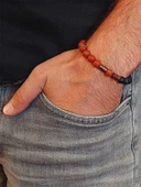 Kırmızı Alacalı Jasper & Oniks Taşı 8mm Unisex Tasarım Bileklik Hawaii Model (14240) thumbnail 3