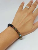 Labradorit & Oniks Taşı 8mm Unisex Tasarım Bileklik Hawaii Model (4695) thumbnail 4