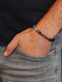 Gri Akik & Oniks Taşı 8mm Unisex Tasarım Bileklik Hawaii Model (53084) thumbnail 3