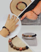 Manzaralı Jasper & Oniks Taşı 8mm Unisex Tasarım Bileklik Hawaii Model (53086) thumbnail 1