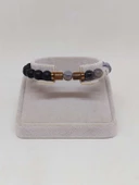 Gri Akik & Oniks Taşı 8mm Unisex Tasarım Bileklik Hawaii Model (53084) thumbnail 2