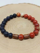 Kırmızı Alacalı Jasper & Oniks Taşı 8mm Unisex Tasarım Bileklik Hawaii Model (14240) thumbnail 6