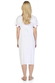 Kısa Kol Şile Bezi Büyük Beden Melek Midi Boy Yazlık Elbise Beyaz Byz thumbnail 2