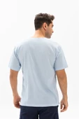 Büyük Beden Kısa Kol Şile Bezi Zımbalı Erkek Yazlık Tshirt Buz Mavi 3027 - 2