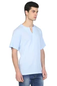 Büyük Beden Kısa Kol Şile Bezi Bisiklet Yaka Erkek Yazlık Tshirt Buz Mavi 3027 - 4