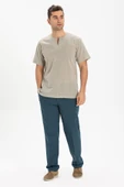 Büyük Beden Kısa Kol Şile Bezi Bisiklet Yaka Erkek Yazlık Tshirt Taş 3031 - 1