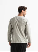Büyük Beden Şile Bezi Uzun Kol Zımbalı Erkek Yazlık Tshirt Taş 3031 - 2