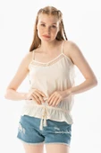 Askılı Şile Bezi Damla Yazlık Bluz Krem Krm S Krem thumbnail 1