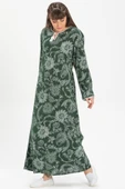 Uzun Kol Şile Bezi Baskılı Uzun Yazlık Elbise Çınar Desen Yeşil Ysl thumbnail 5