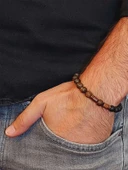 Bronzit & Oniks Taşı 8mm Unisex Tasarım Bileklik Hawaii Model (17260) thumbnail 3