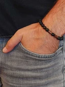 Golden Obsidyen & Oniks Taşı 8mm Unisex Tasarım Bileklik Hawaii Model (1250) thumbnail 3