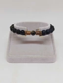 Golden Obsidyen & Oniks Taşı 8mm Unisex Tasarım Bileklik Hawaii Model (1250) thumbnail 2