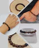 Bronzit & Oniks Taşı 8mm Unisex Tasarım Bileklik Hawaii Model (17260) thumbnail 1