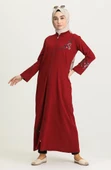 Ayşenur Şile Bezi Mevsimlik Ferace Bordo Brd S Bordo - 5