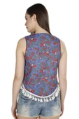 Otantik Vual Yazlık Yelek Saks Kareli 6171 S Lacivert - 2