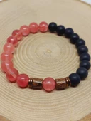 Gül Kuvars & Oniks Taşı 8mm Unisex Tasarım Bileklik Hawaii Model (14435) thumbnail 6