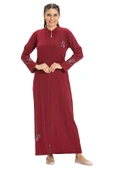 Ayşenur Şile Bezi Mevsimlik Ferace Bordo Brd S Bordo - 7