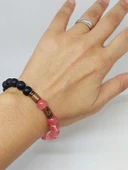 Gül Kuvars & Oniks Taşı 8mm Unisex Tasarım Bileklik Hawaii Model (14435) thumbnail 4