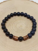 Golden Obsidyen & Oniks Taşı 8mm Unisex Tasarım Bileklik Hawaii Model (1250) thumbnail 6