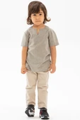 Kısa Kol Şile Bezi Bisiklet Yaka Yazlık Erkek Çocuk Tshirt Taş 3031 1-2 Yaş Taş thumbnail 1