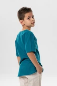 Kısa Kol Şile Bezi Bisiklet Yaka Yazlık Erkek Çocuk Tshirt Petrol 3053 1-2 Yaş Petrol thumbnail 2